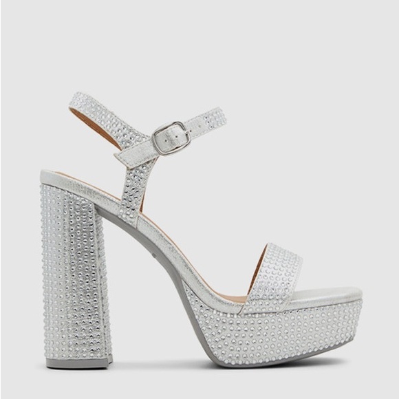 Call It Spring Silver Platform Sandals - Picture 1 of 7